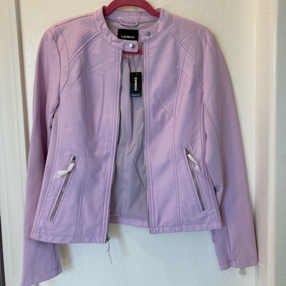 Express Faux Leather Moto Jacket in Lilac